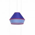 Lámpara de suspensión moderna con pantalla de algodón azul Made in Italy - Soya