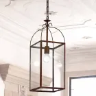 Lámpara de techo cuadrado con 1 bronce luz y cristal Aida viadurini