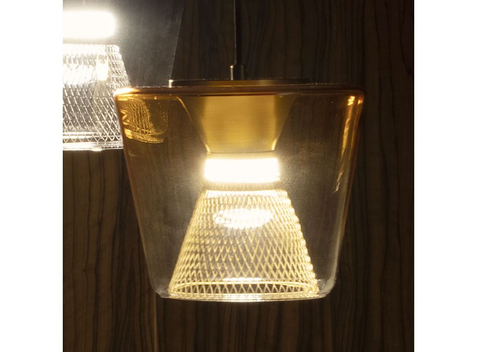 Lámpara de suspensión realizada en metal y vidrio Made in Italy - Think viadurini