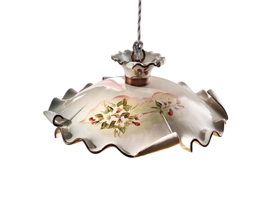 Lámpara de suspensión cerámica rústica decorada Ferroluce Milano viadurini