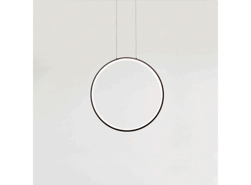 Lámpara de suspensión vertical redonda con cables de longitud ajustable - Castaño viadurini
