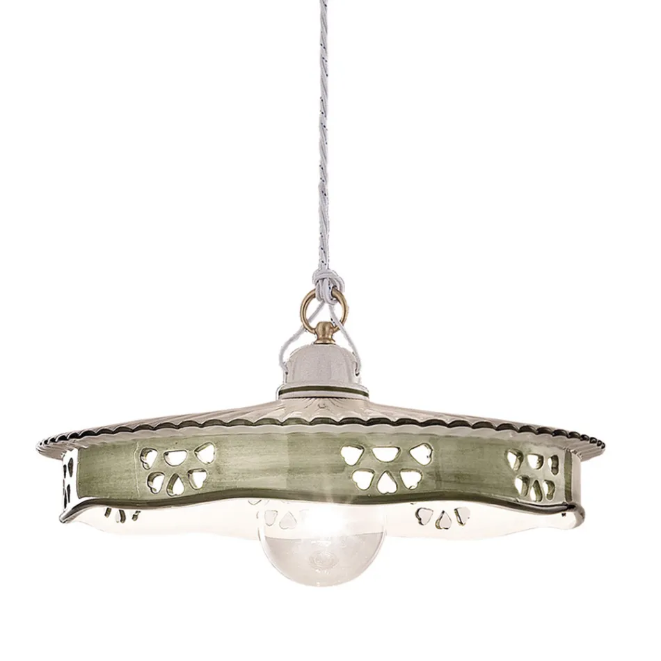 Lámpara colgante vintage de cerámica y hierro hecha a mano - Alessandria viadurini