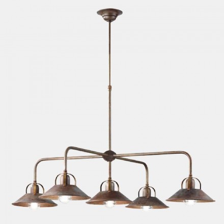 Lámpara de suspensión de diseño vintage con 5 luces en latón - Cascina by Il Fanale viadurini