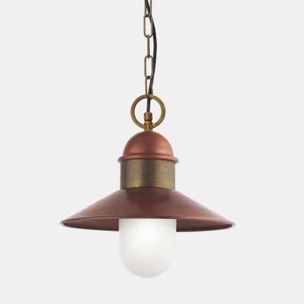 Lámpara de suspensión vintage de latón y cobre con cadena - Borgo by Il Fanale viadurini