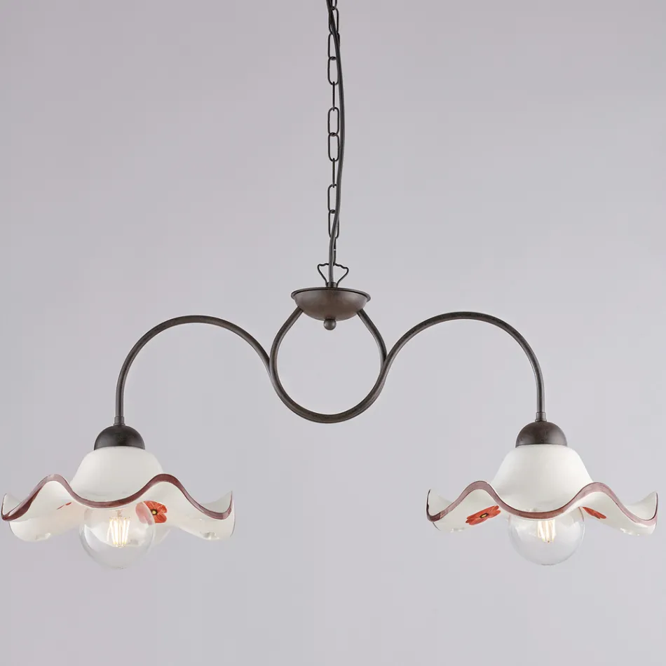 Lámpara de cristal y metal artesanal hecha en Italia para salón y dormitorio - Merope viadurini