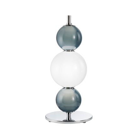 Lámpara de mesa de tres luces de cristal y metal, fabricada en Italia - Lumira viadurini