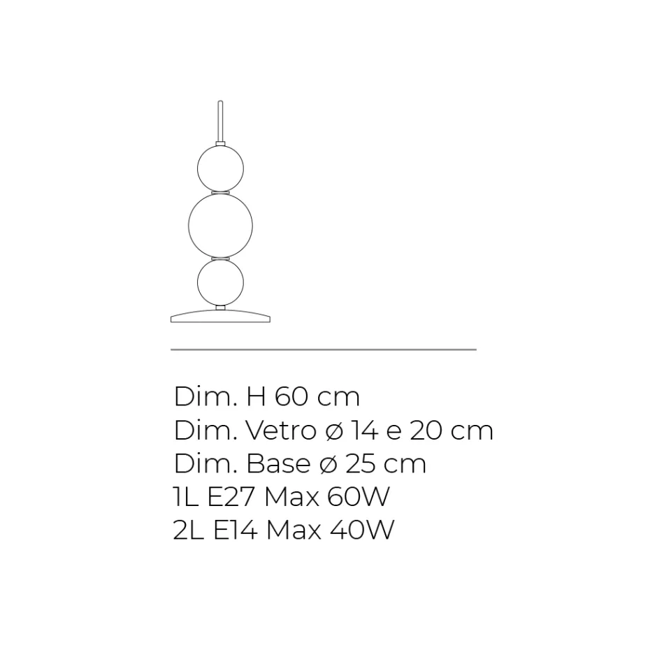 Lámpara de mesa de tres luces de cristal y metal, fabricada en Italia - Lumira viadurini