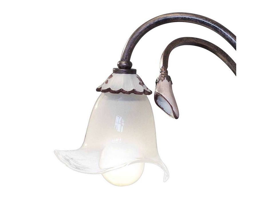 Lámpara de pie artesanal en metal, vidrio y cerámica - Vicenza viadurini