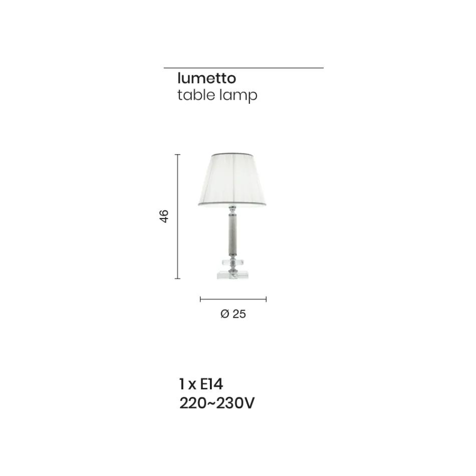 Lámpara de Soporte Clásica en Metal Dorado, Cristal y Pantalla - Similo viadurini