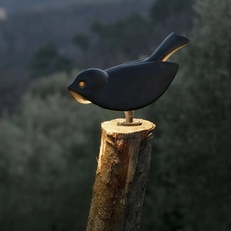 Lámpara de mesa de mayólica toscana esmaltada fabricada en Italia - Uccellino viadurini