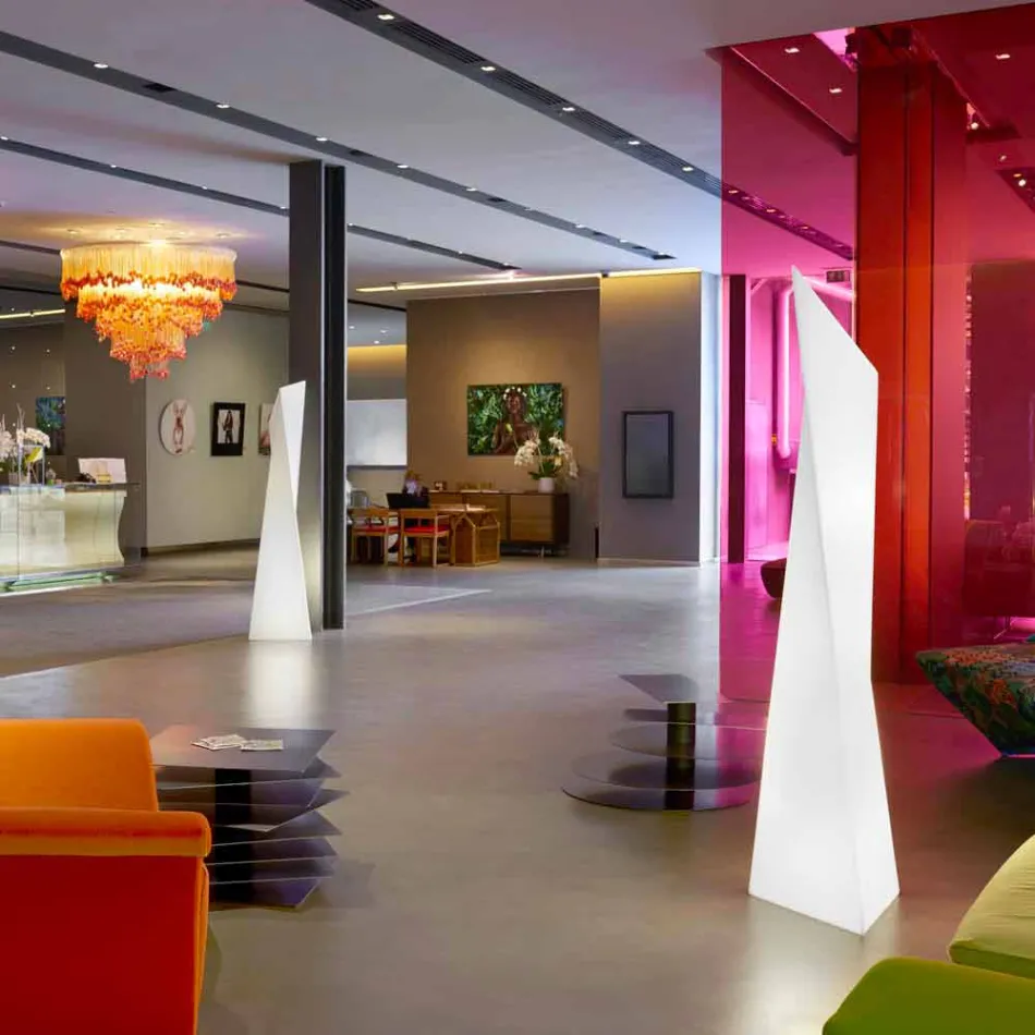 Lámpara de exterior Prisma Slide Manhattan luminosa blanca fabricada en Italia. viadurini