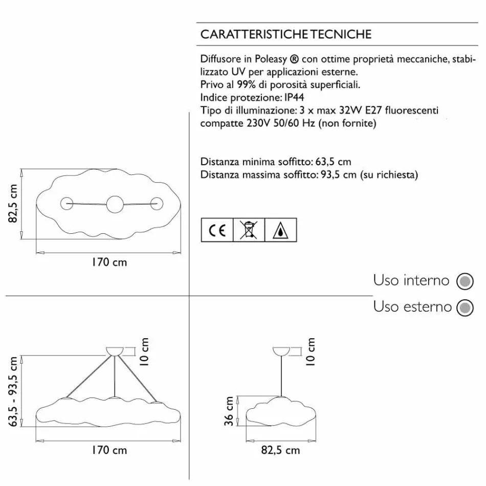 Lámpara de suspensión de diseño para exteriores en polietileno - Nefos by Myyour viadurini