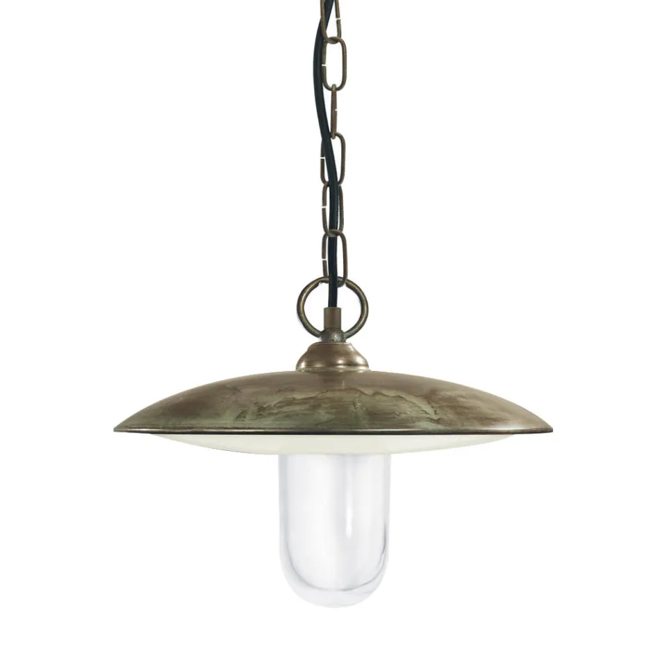 Lámpara de exterior de latón, cristal e IP44 fabricada en Italia - Drago viadurini