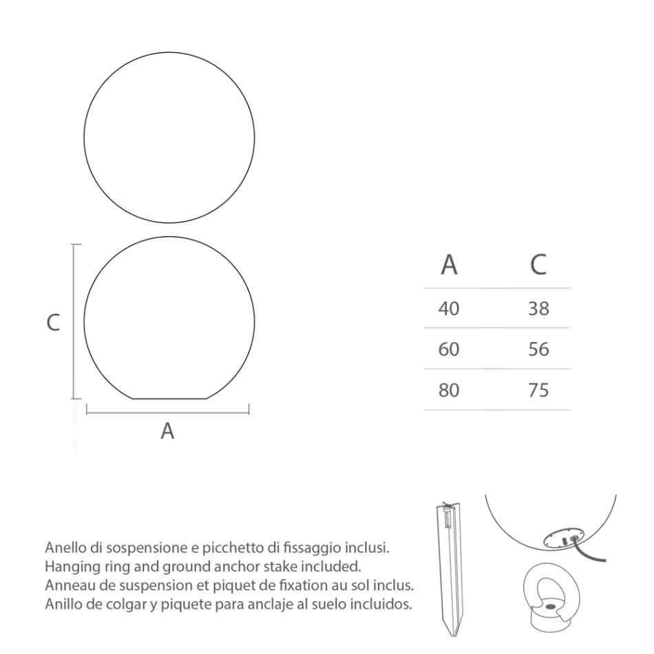 Lámpara Exterior Esférica en Polietileno Blanco Made in Italy - Nelida viadurini