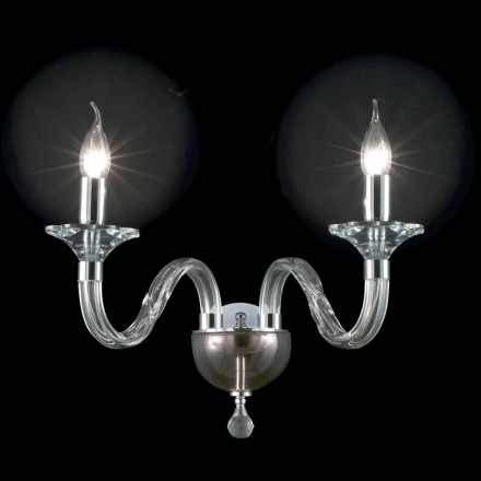 Lámpara de pared en dos luces de cristal y el cristal de la hiedra, fabricado en Italia viadurini