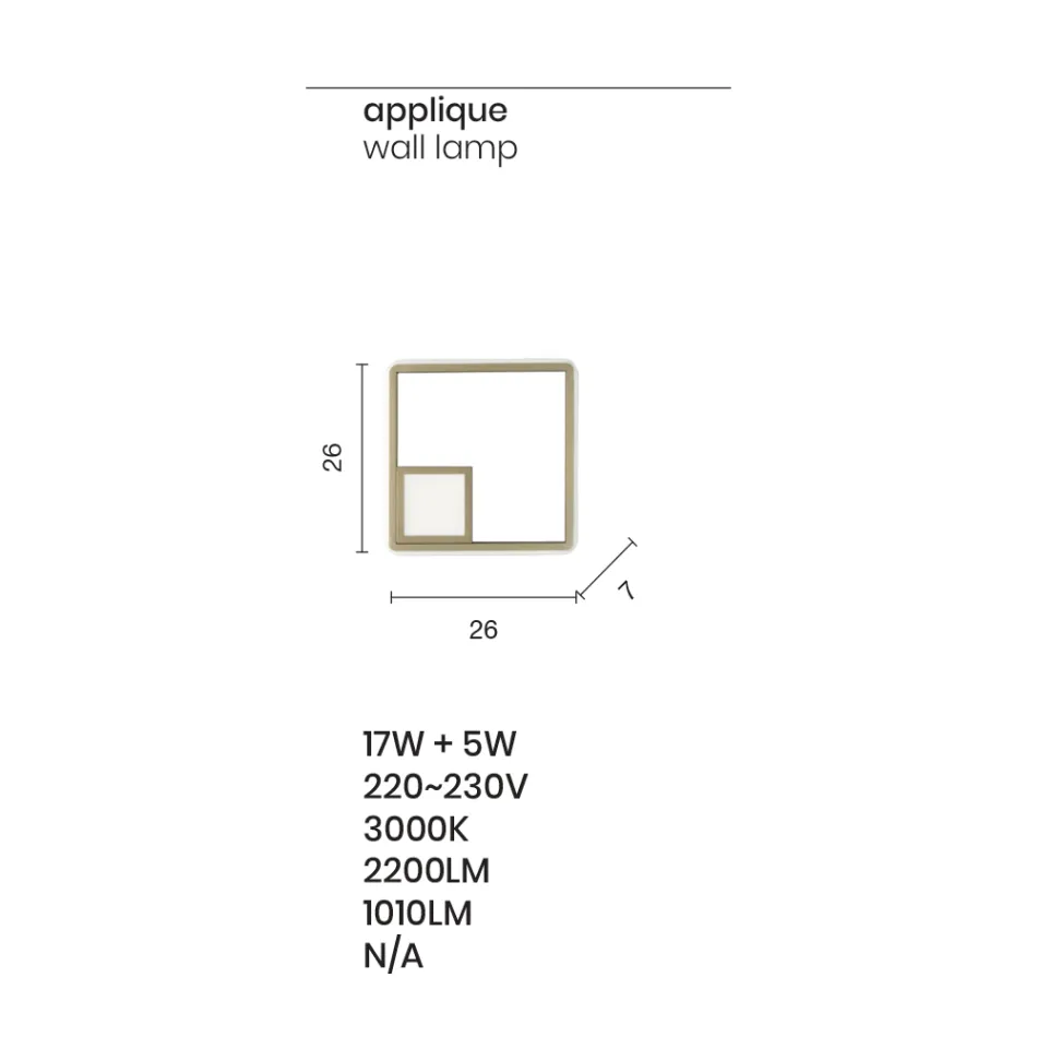 Lámpara de pared con LED en metal pintado acabado dorado - Formal viadurini