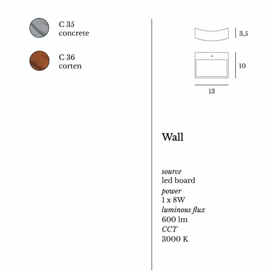 Lámpara de pared de acero diseño moderno Ø13xh.3,5xsp.10 cm Osea viadurini