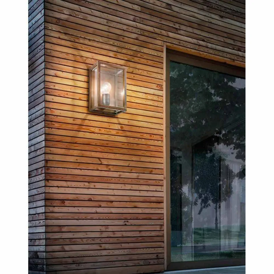 de la lámpara de pared grande en latón y el panel de cristal La Luz viadurini