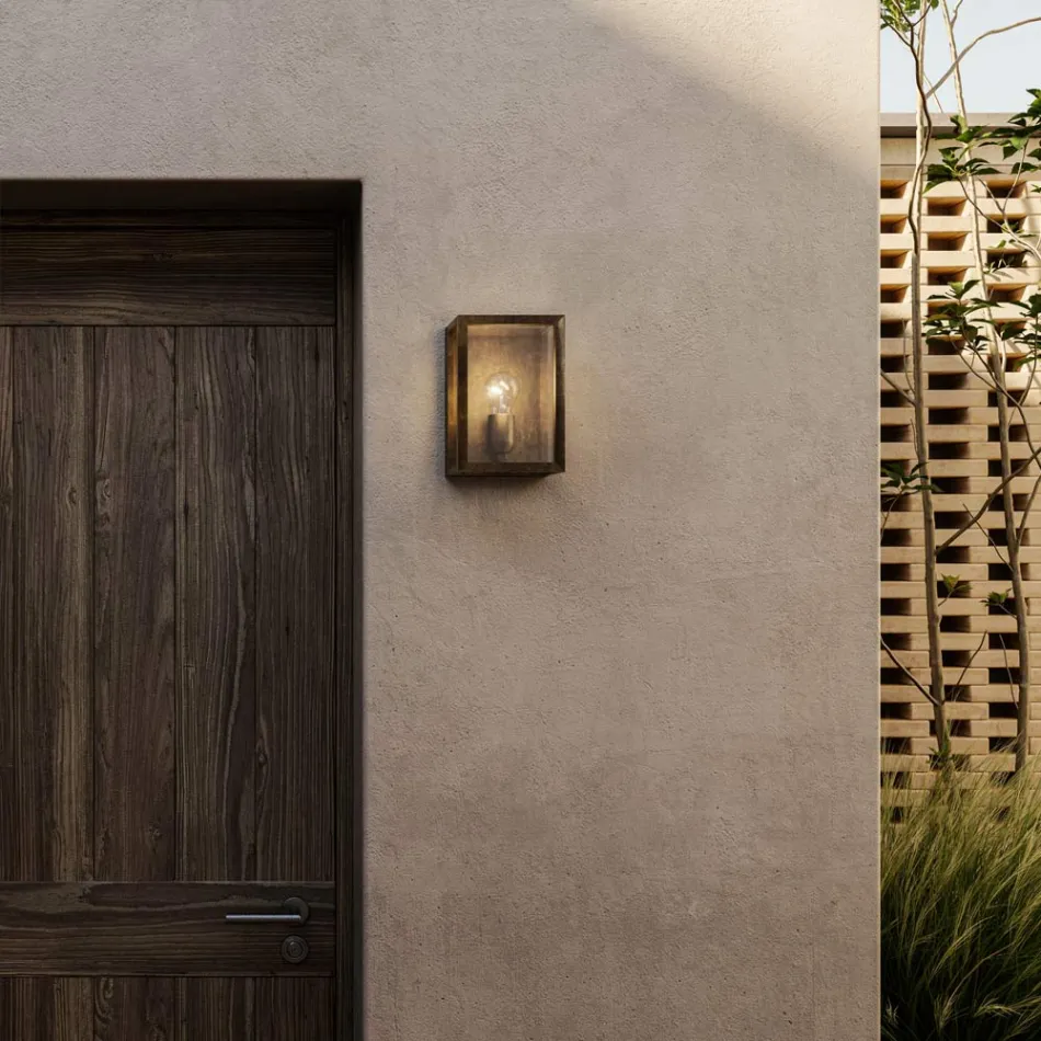 Gran aplique de latón y vidrio Quadro Il Fanale viadurini