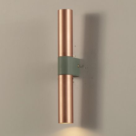 Lámpara de pared en cerámica y cobre hecha a mano en Italia - Toscot Match viadurini