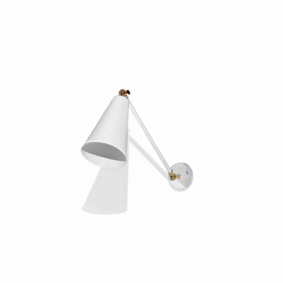 Lámpara de pared de metal con detalles en acabado dorado Made in Italy - Zaira viadurini