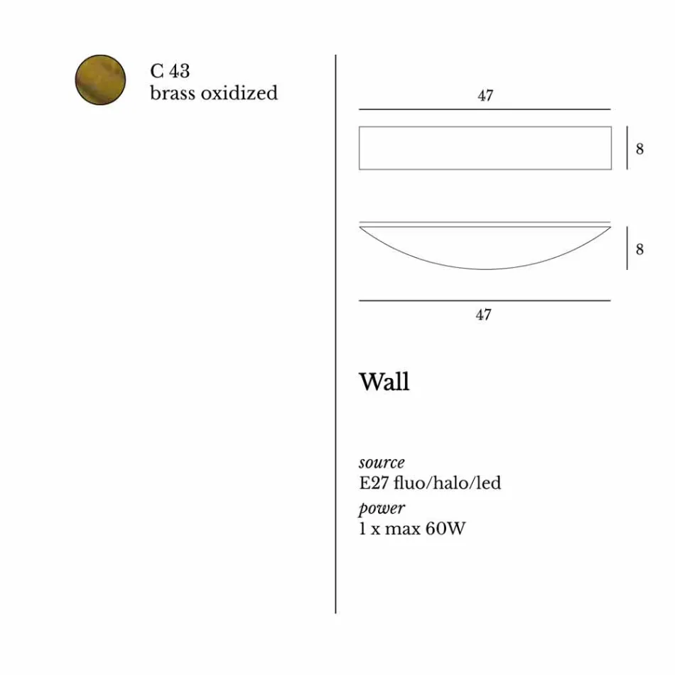 Lámpara de pared de diseño moderno latón Ø47xh.8xsp.8 cm Blandine viadurini