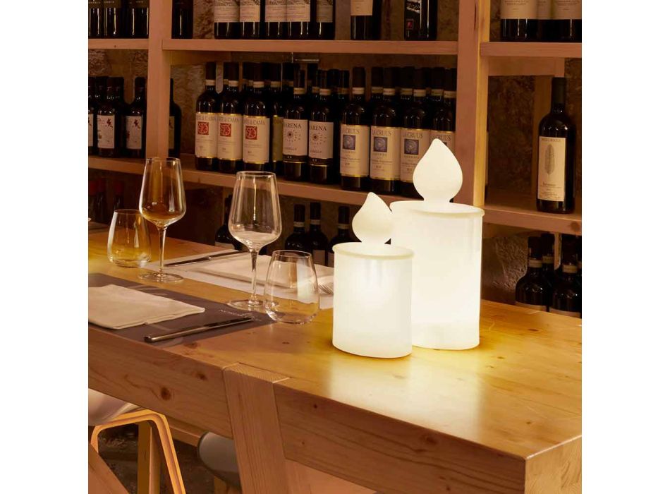 Lámpara de mesa LED blanca con diseño de vela luminosa de Slide - Flame viadurini