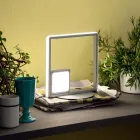 Modern - Lámpara de mesa LED formal de metal pintado en plata viadurini