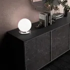 Lámpara de mesa artesanal en vidrio veneciano blanco soplado - Nieve viadurini