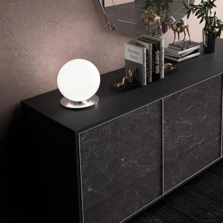 Lámpara de mesa artesanal en vidrio veneciano blanco soplado - Nieve viadurini