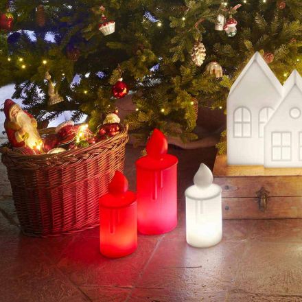 Lámpara de mesa Vela luminosa blanca o roja Design de Slide - Fiammetta viadurini