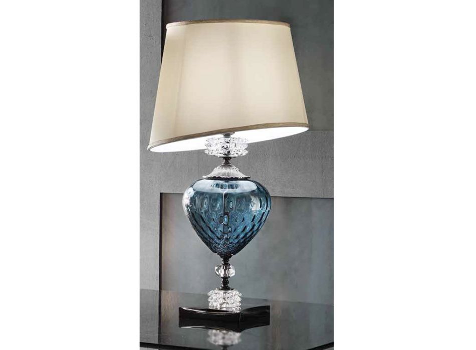 Lámpara de mesa y pantalla de vidrio artesanal italiano clásico - Saline viadurini