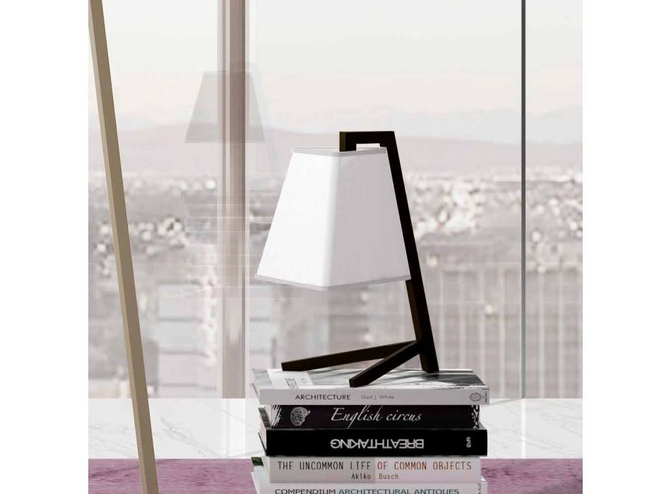 Lámpara de mesa con estructura en metal y tela Made in Italy - Barton viadurini