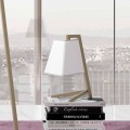 Lámpara de mesa con estructura en metal y tela Made in Italy - Barton