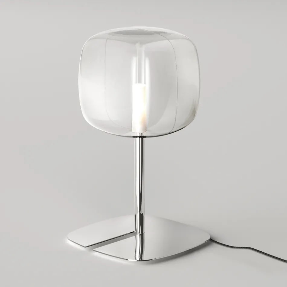 Lámpara de mesa con estructura de metal brillante Made in Italy - Donatina viadurini