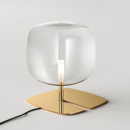 Lámpara de mesa con estructura de metal brillante Made in Italy - Donatina viadurini