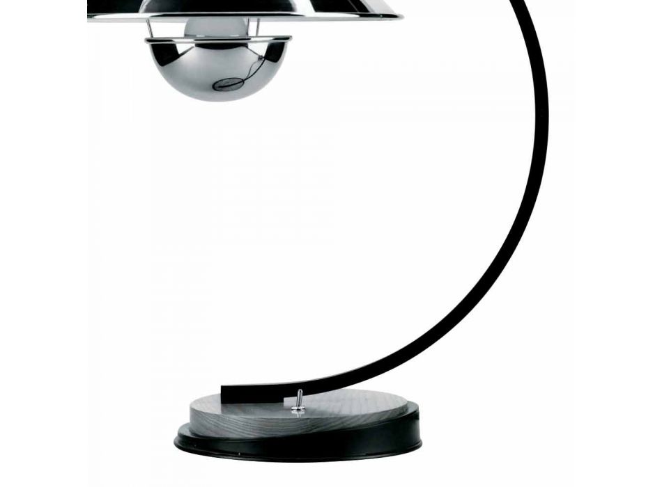 Lámpara de mesa con estructura en roble y metal Made in Italy - Lumetto viadurini