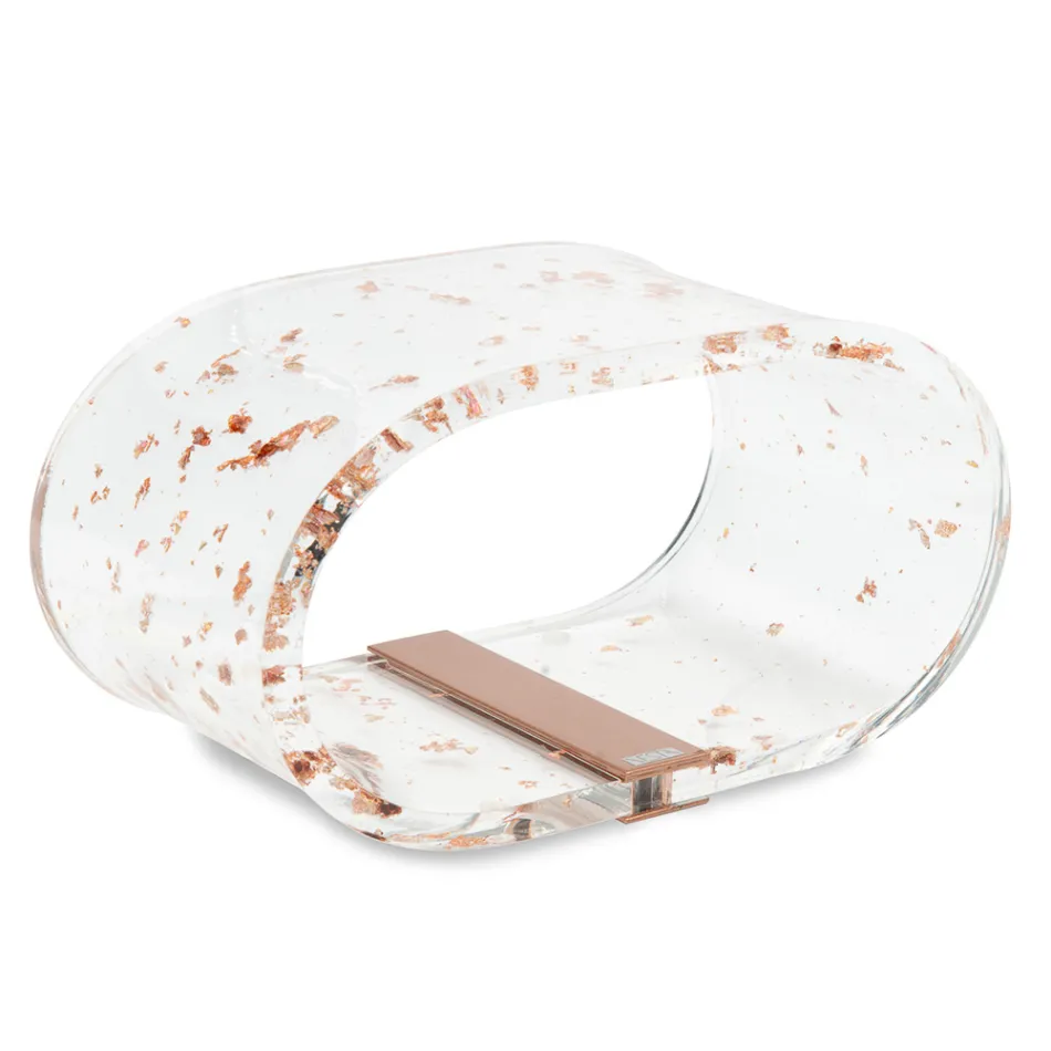 Lámpara de Mesa de Cristal Acrílico y Hoja de Oro, Plata o Cobre - Gnassi viadurini