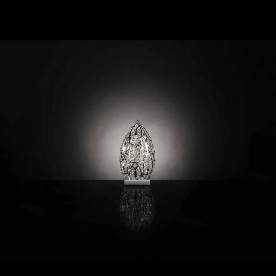 Diseño lámpara de mesa en cristal y acero en forma de huevo de huevo viadurini