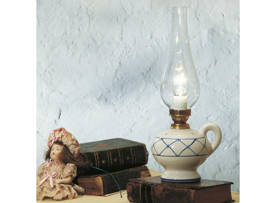 Lámpara de Mesa de Diseño Vintage en Cerámica Pintada a Mano - Pompeya viadurini