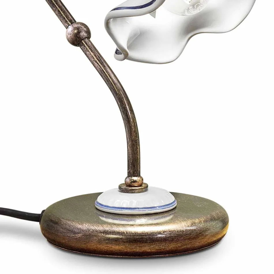 Lámpara de Mesa Hierro Cerámica Pintada a Mano Vintage Artesanal - Chieti viadurini