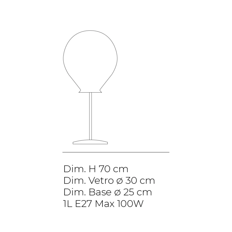 Lámpara de mesa grande de cristal hecha a mano en varios colores, fabricada en Italia - Iride viadurini
