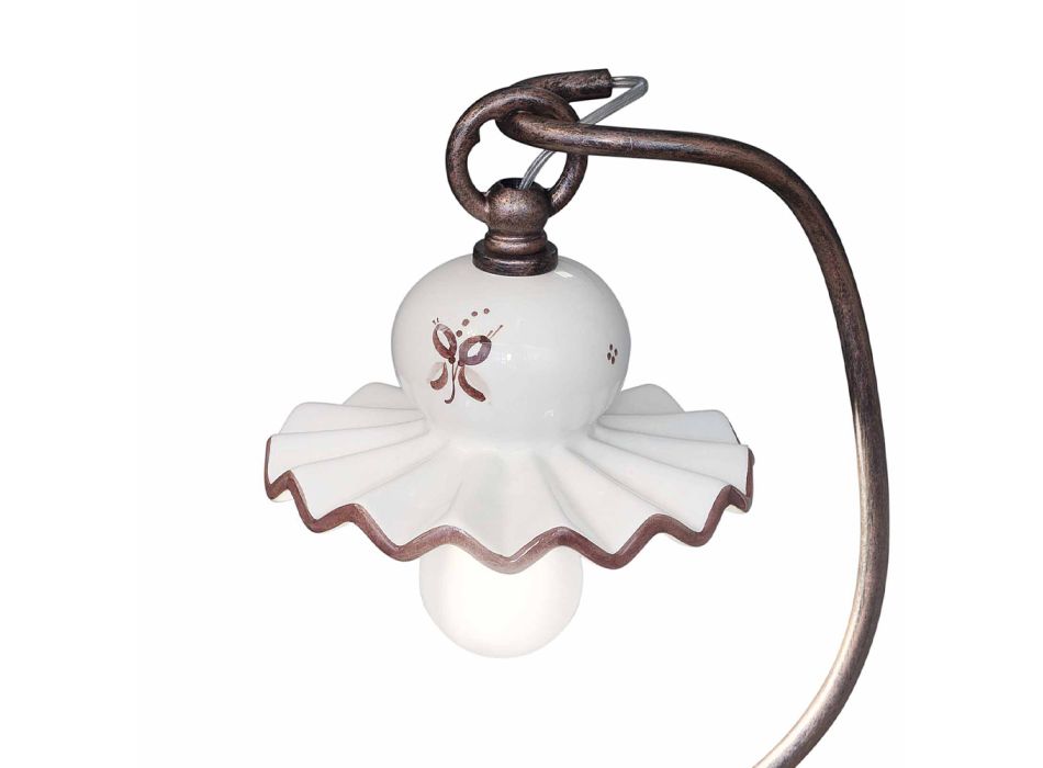 Lámpara de mesa de cerámica artesanal decorada a mano - Roma viadurini