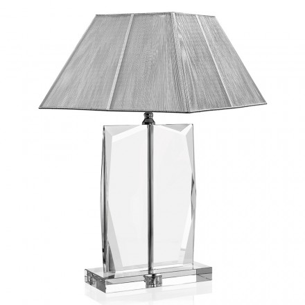Lámpara de mesa de cristal y pantalla cuadrada de plata de lujo - Clezia viadurini