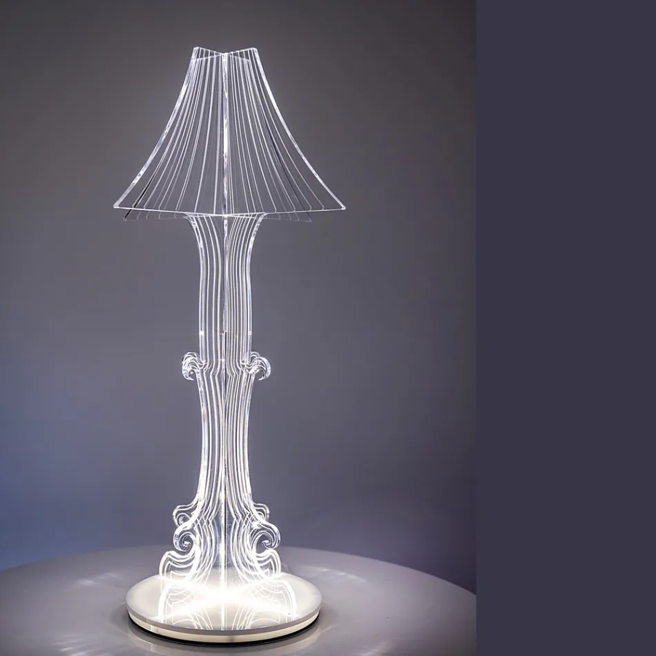 Lámpara de mesa Aurel de plexiglás en dos tamaños, fabricada en Italia. viadurini