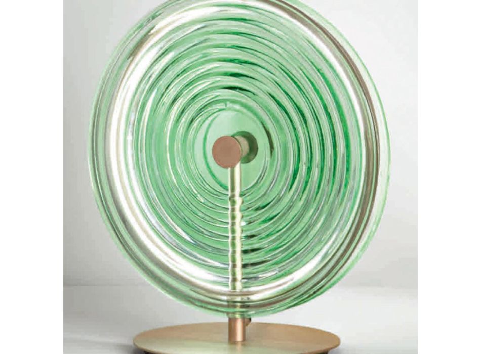 Lámpara de mesa en metal y vidrio decorada con líneas concéntricas - Hackberry viadurini