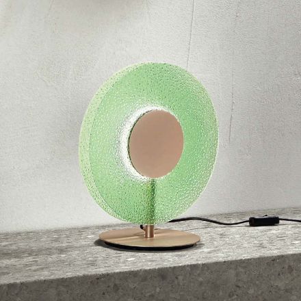 Lámpara de mesa de metal pintado y cristal de grano verde - Albizia viadurini