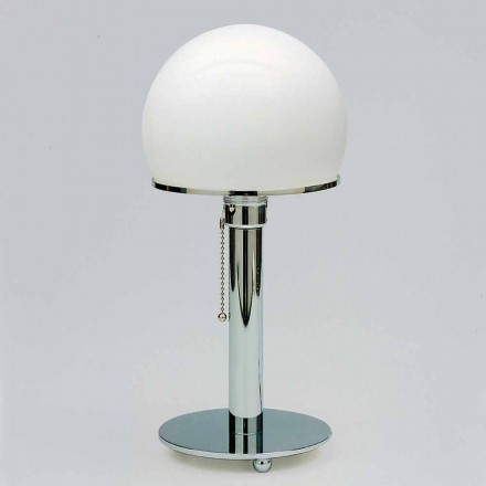Lámpara de mesa en opalino con estructura cromada Made in Italy - Toronto viadurini