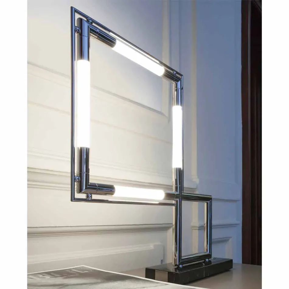 Lámpara de mesa de latón y resina con base de mármol Made in Italy - Quizza viadurini