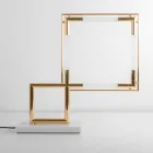 Lámpara de mesa de latón y resina con base de mármol Made in Italy - Quizza viadurini